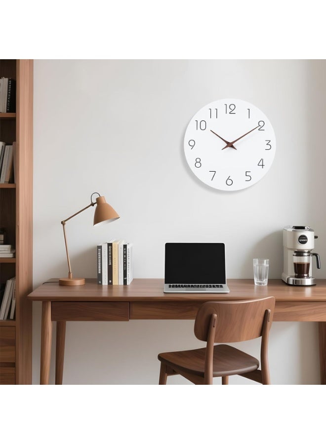 Wall Clock 12 Inch Silent Non Ticking Wood Wall Clocks Battery Operated - Wooden White Modern Office Simple Minimalist Clock Decorative for Kitchen,Home,Bathroom,Living Room(12" White) - Image 5